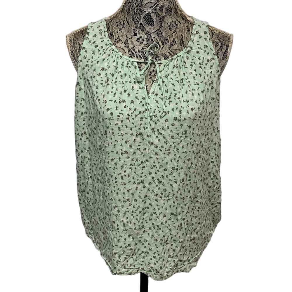Sonoma L Mint Floral Sleeveless Rayon Tank Top Lightweight Summer